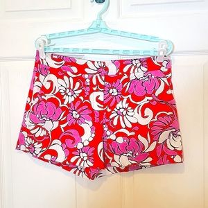 Trina Turk red, white, pink, floral print size 8